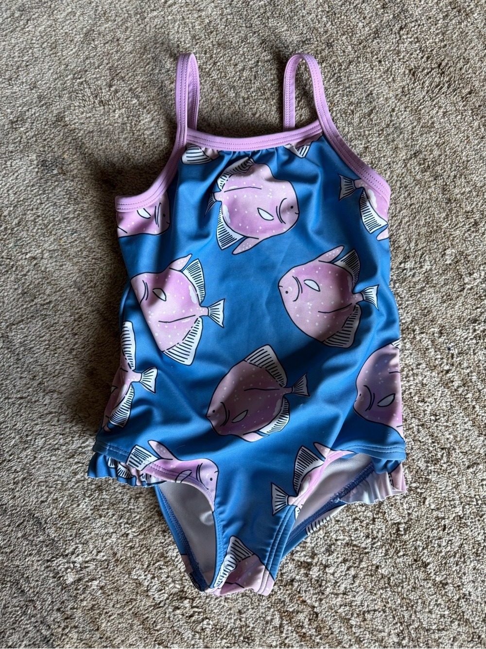Carter's Blue One-Piece Swimsuit with Pink Fish Print